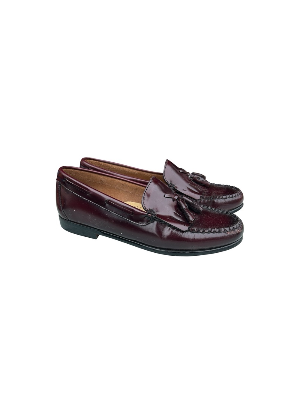 Vintage G.H. Bass Leather Tassel Loafers Burgundy Oxblood Slip On Preppy Classic